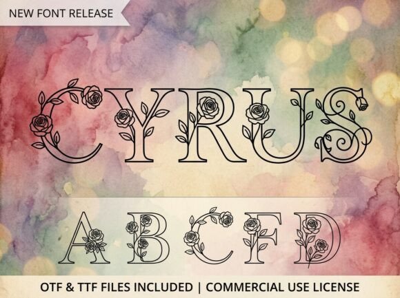 Discover the Timeless Elegance of Cyrus: A Decorative Display Font with Botanical Soul